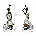AKACIJA African Statues Art Sculptures Women Figure Girls Tribal Lady Figurine Black Women Home Decor Collectible Creative Vintage Gift Crafts (Black+White)