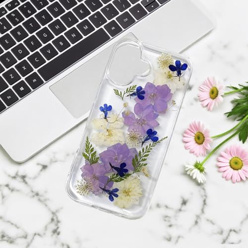Coque antichoc iPhone 17 transparente transparente aux fleurs violettes
