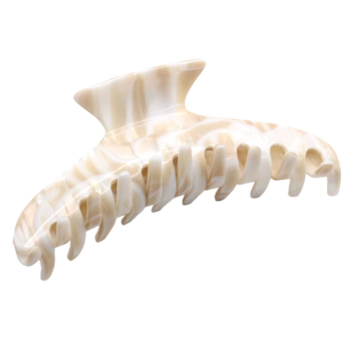 French Amie Curvo Narrow Crema Torrone Grande Fatto a Mano Di Cellulosa Acetato Coperto Molla Pinza Pinza Pinza Per Capelli Donne