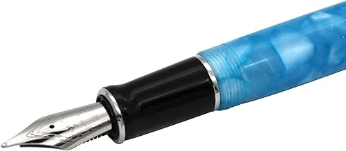 Miniatura 7 de Gullor Pluma estilográfica de celuloide, punta mediana con convertidor, tapa de rosca, color azul