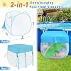 Axcoix 2-in-1 Pool Float Storage Bin, 30 x 30 x 30 Mesh Pool Toy Storage Organizer with Cover & Pockets, Floor/Hanging Pool Toy Net Storage Bag for Floats Inflatable Toys Beach Ball