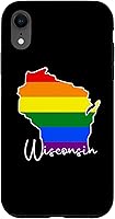 Vista 8 de Funda para iPhone 14 Wisconsin Map USA State Wisconsin Rainbow Flag Pride Month
