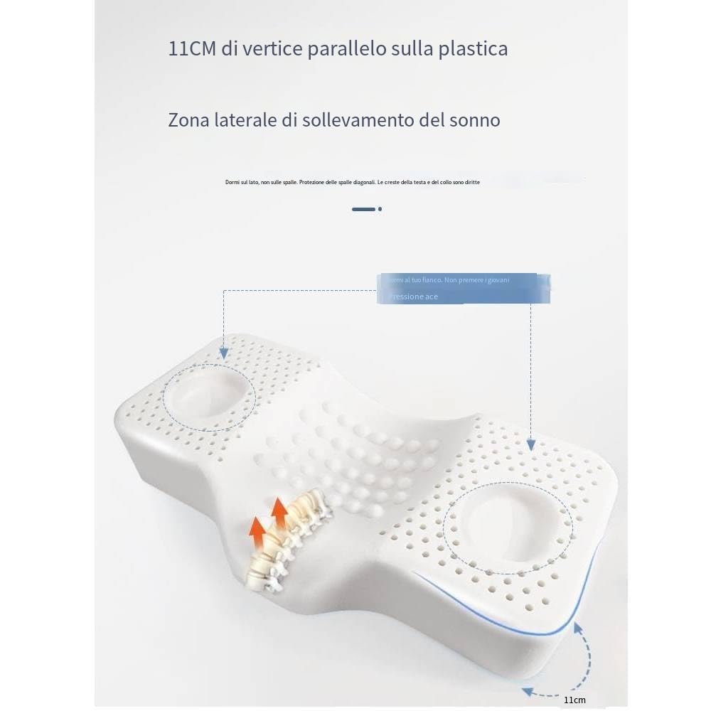 Cuscino in lattice naturale al 100% di alta qualità, cuscino a emulsione di memoria, cuscino ortopedico per il contorno cervicale, cuscino ortopedico per dormire sul lato posteriore dello stomaco