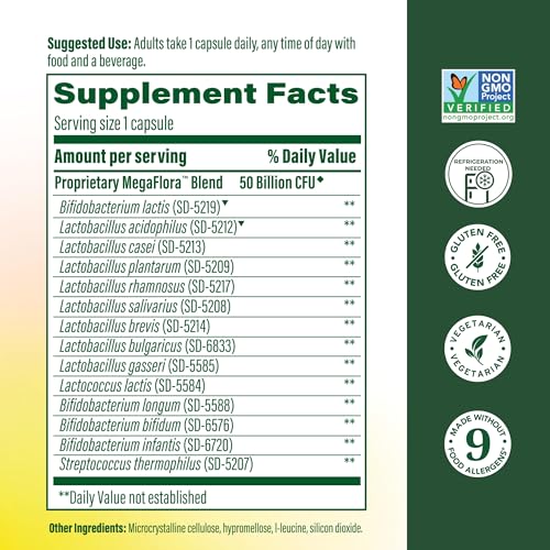image for MegaFood MegaFlora Probiotic Plus - Probiotics for Women and Men Diges
