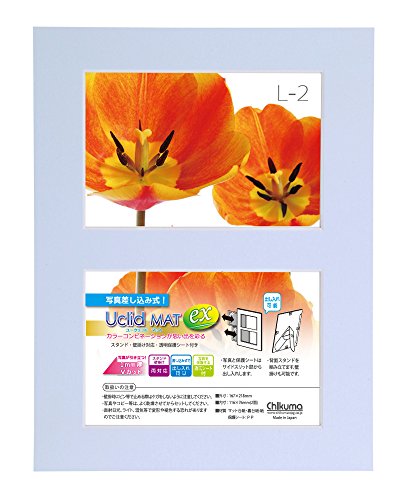Chikuma フォトスタンド UclidマットEX L判2面 シェアブルー 18617-5