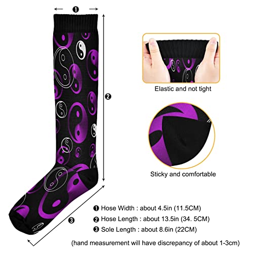 Kigai Violet Yin Yang Socks, Women and Men Knee High Stockings (20-30mmHg), for Nurse Sport Travel Pregnancy Cycling Running3