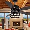 Farmhouse rustic ceiling fan with lights 52 inch industrial ceiling fan outdoor ceiling fan for patio large airflow reversible dual finish blades rustic ceiling fan for indoor with timing function  urban country home decor