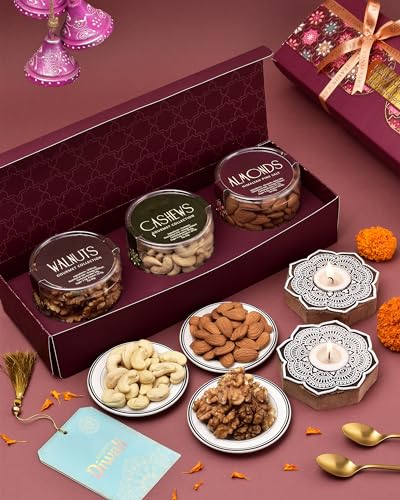 Image of Hyperfoods Diwali Gifts For Employees Diwali Gifts For Family Diwali Dry Fruits Gift Box Diwali Gift Items Diwali Gift Hampers Pet Jars Cashew Walnut Almond Diwali Decoration Items Diwali Candles
