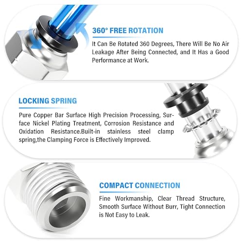 Image of TAILONZ 1 /4 inch Tube OD x 1 /16 inch NPT Male Straight Push to Connect Fitting 2pcs