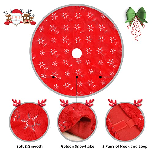 Christmas Tree Skirt - 36 Inches Large Red Tree Skirt With High - End Soft Faux Fur Tree Skirt For Christmas Decorations Indoor Outdoor - Red #TOP4