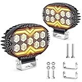 innislink 2 x 22 W LED Floodlight Work Lights con naranja y blanco, LED Work Lights 9-60 V Additional Headlight, IP67 Waterproof Work Light para coche, camión, tractor, ATV, barco, motocicletas