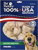 Pet Factory 100% Made in USA Beefhide 4' Knotted Bones Dog Chew Treats - Natural Flavor, 18 Count/1 Pack