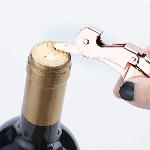 Miniatura 4 de YFS Sacacorchos profesional para camareros con cortador de papel de aluminio y abridor de botellas, llave de vino resistente de oro rosa para