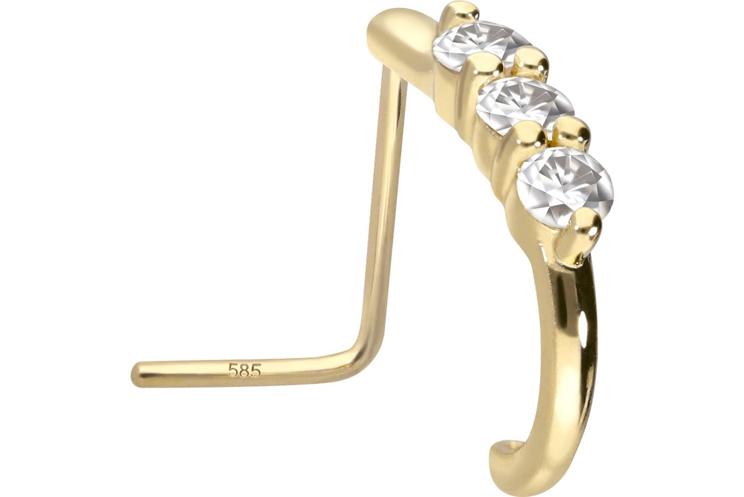 PIERCINGLINE 14/18 Karat Gold Nasenstecker 3 GROSSE MOISSANITE Nasenpiercing Piercing Nase
