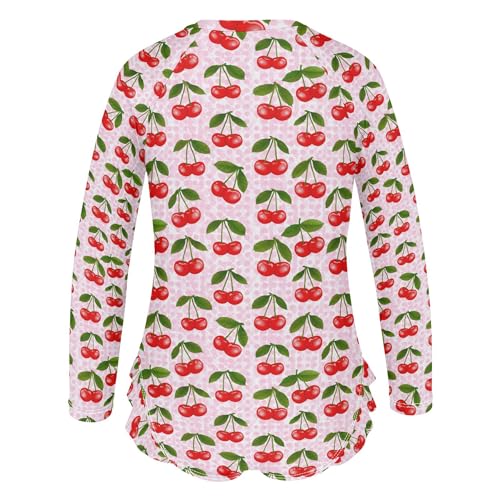 Cherry Fruit Girls Long Sleeve Rashguard Swimsuit UV Protection One-Piece Swimwear Bathing Suit B04047093