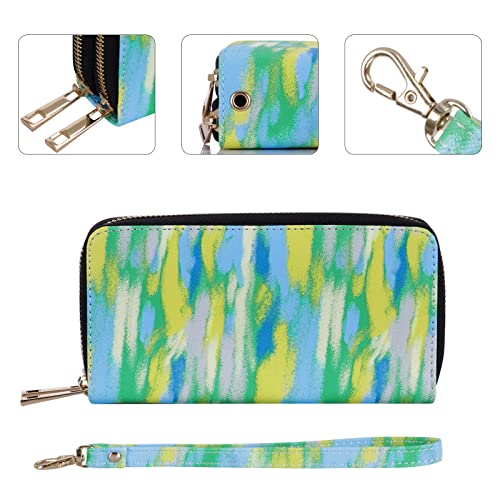 Image of XEYOU Double Zipper Long Clutch Wallet Cellphone Wallet for Women with Removable Wristlet Strap for Credit Card, Cash, Coin, Bill