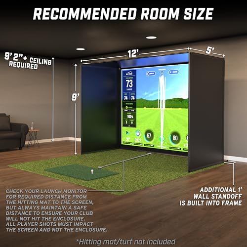Image of GoSports Golf Simulator Enclosure Nets - Complete Set with Frame and HD Impact Screen Kit - Indoor At Home Golf Training Equipment - Choose 10x8 ft, 12x9 ft, or 14x8 ft
