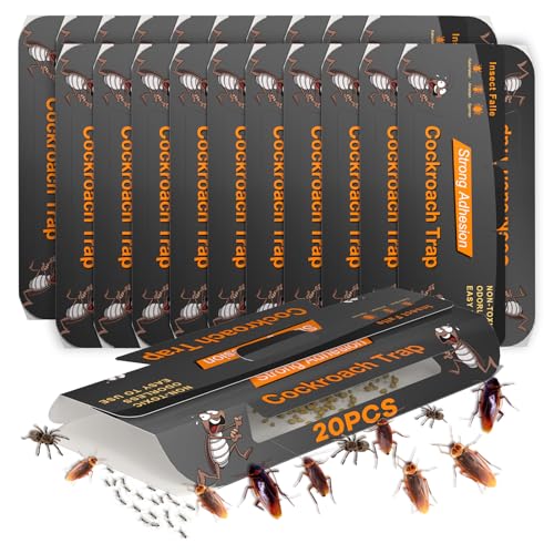 Trampa para cucarachas, agente de control de cucarachas contra chinches de cama, trampa de calroachas para control de cucarachas, tiras adhesivas de cocina, no tóxicas para cocina, baño y hogar (20