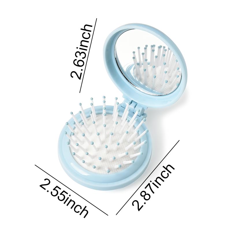 Miniatura 6 de Cepillo de pelo de bolsillo con espejo para niñas y mujeres, cepillo plegable con espejo, tamaño de viaje, mini cepillo compacto para bolso,