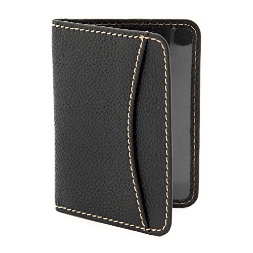 1642 - Cartera para tarjeta de viaje, con pespuntes de contraste negro negro