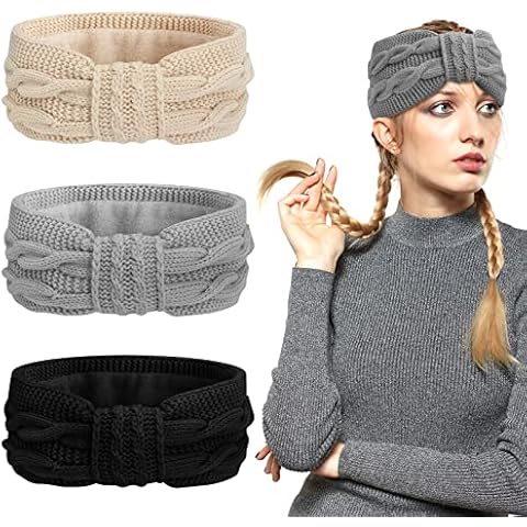 3 PCS Knitted Headband Winter Ear Warmer Headband Twist Knot Headband Wool Braided Headband Soft Elastic Head Wrap for Women Girls Cover