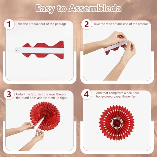 Image of 20 Pcs Brown Hanging Paper Fan, Hanging Honeycomb Round Paper Fans for Weddings, Birthdays, Christmas, Baby Showers, Classroom, Events Ceiling Party Supplies Decorations