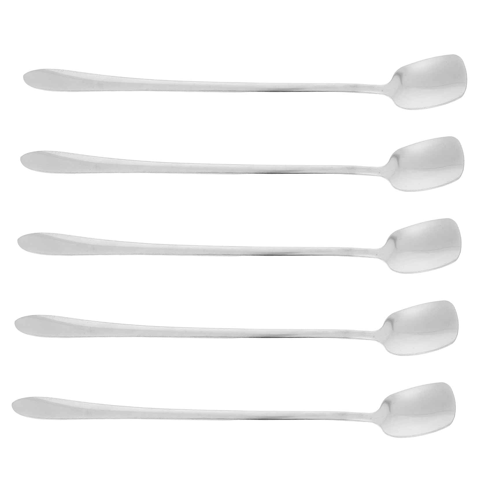 CIYODO Stainless Steel Square Head Mixing Spoon Bar Stirrer for Cocktail Long Handle Stirring Spoons for Tall Glasses 5pcs Set