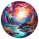 Puzle para adultos de 1000 piezas, rompecabezas redondos creativos de Fjords para adultos, rompecabezas familiares de cartón, rompecabezas de actividad familiar. Tamaño: 67,5 x 67,5 cm.