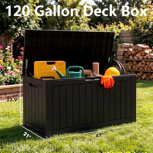Image of Outdoor Storage Box Waterproof, 120 Gallon Deck Box For Patio Storage