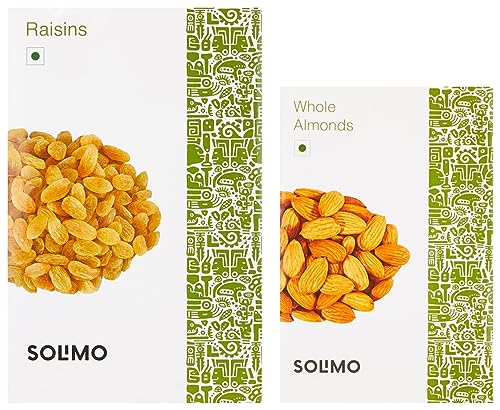 Image of Amazon Brand - Solimo Almonds, 250g With Amazon Brand - Solimo Raisins, 500g