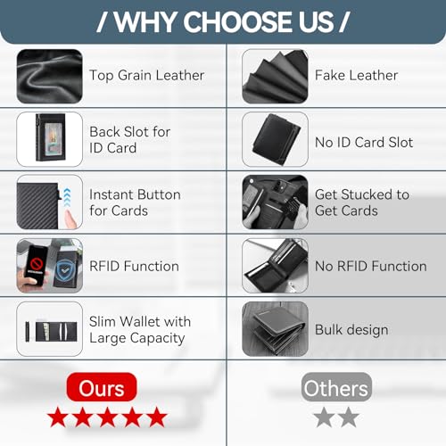 Smart Mens Wallet with Card Holder: Slim Wallet for Men with RFID Blocking - Pop Up Leather Card Case - Minimalist Wallet with ID Card Window - Front Pocket Wallet with 14 Cards Capacity | Cash Slot3