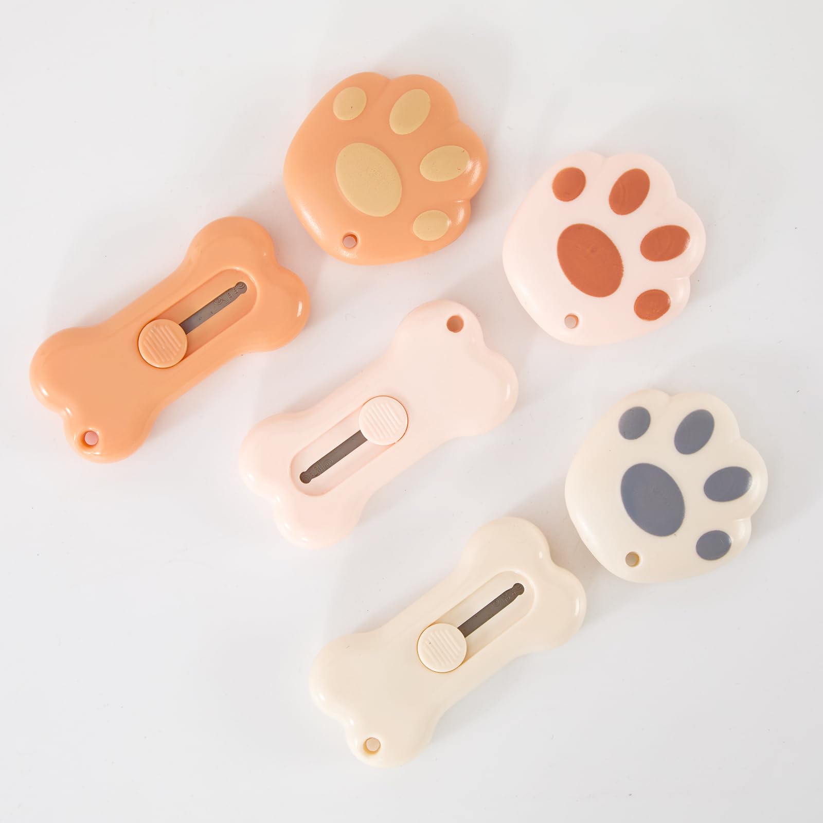 Mini Retractable BoxCutter Opener Bonesand Cat PAWS kawaiifor women box cuttermini cute box cuttercat paw Courier knivesfor Office, Home, ArtsCrafts,