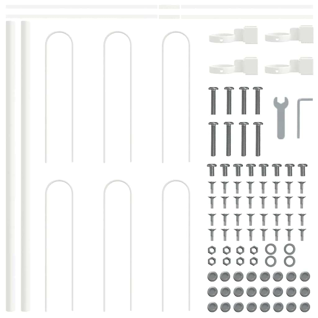 Gartenzaun BOXTEL Weiß pulverbeschichteter Stahl 170x110 cm robustes Zaunelement mit Sichtschutz und Windschutz für Terrasse, Balkon, Vorgarten und Außenbereich