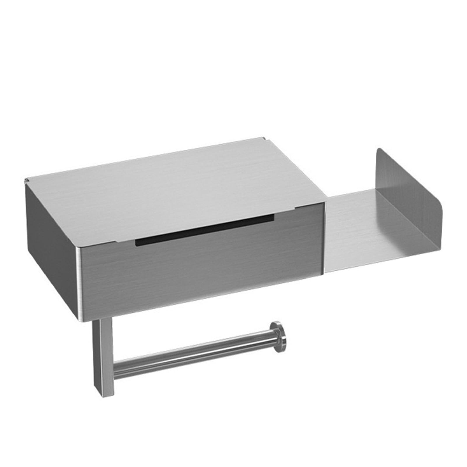 Glifora Toilet Paper Holder with Shelf and Drawer - Wall Mounted Bathroom Organiser, Tissue Roll Holder, Dustproof Wipes Dispenser for Space Saving Storage