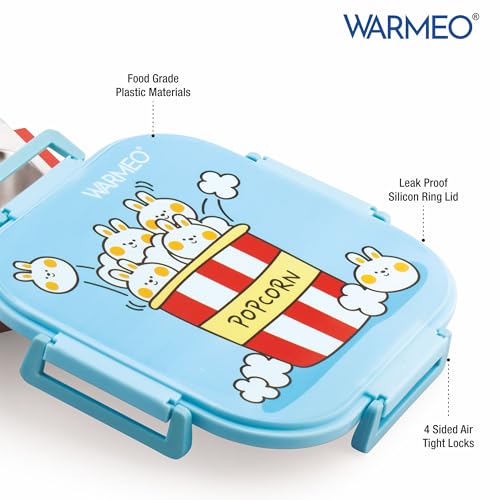 Image of WARMEO Jerry Insulated Lunch Box with Three Compartment BPA Free, Kids Lunch Box,Food Grade Ideal for School, Picnic, Office & Outdoor - 500ml Popcorn, Stainless Steel