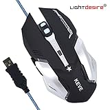 Gaming Mouse 6 Buttons 3200 DPI LED Light Breathing Changing Adjustable High Precision With Mouse Pad by LIGHTDESIRE Upgraded Version