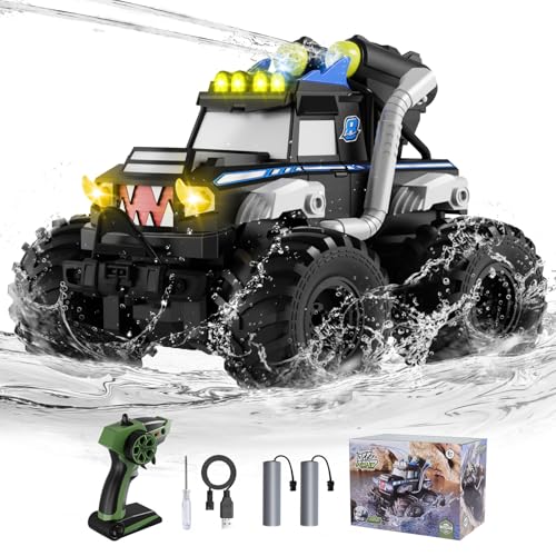 Remote Control Car, Waterproof Monster Trucks Toys, 1:18 Amphibious RC Cars, 2.4 GHz 4WD All Terrain Off-Road Pickup Toy Truck, Kids Toys for 6-12 Year Old Boys Girls Christmas Birthday Gifts Presents