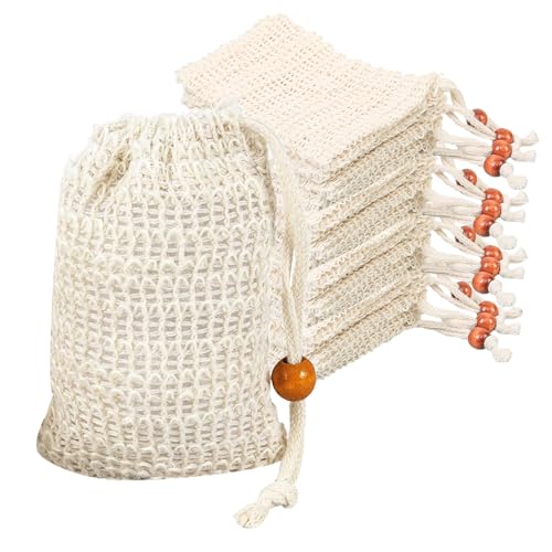 12 Pcs Bolsas para Jabon, Bolsas de Jabón para Jabón Sólido, Bolsa de Jabón, Bolsa Jabon de 100% Algodón Sisal Natural, Bolsita de Jabón Solido con Cordón para Jabon Champu Solido Ducha
