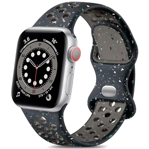 Image of Lerobo Sport Band Compatible with Apple Watch Band Ultra 49mm 45mm 44mm 42mm 41mm 40mm 38mm for Men Women,Soft Silicone Breathable Strap Sport Band for iWatch Ultra 2 SE Series 9 8 7 6 5 4 3 2 1