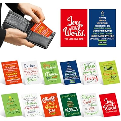 Humyoun 60 Pcs Christmas Wallet Cards Assortment Christmas Bible Verse Cards Bulk Religious Christmas Card Christian Cards for Women Men Christmas Gifts Church Xmas Holiday Decoration Party Favors Cover