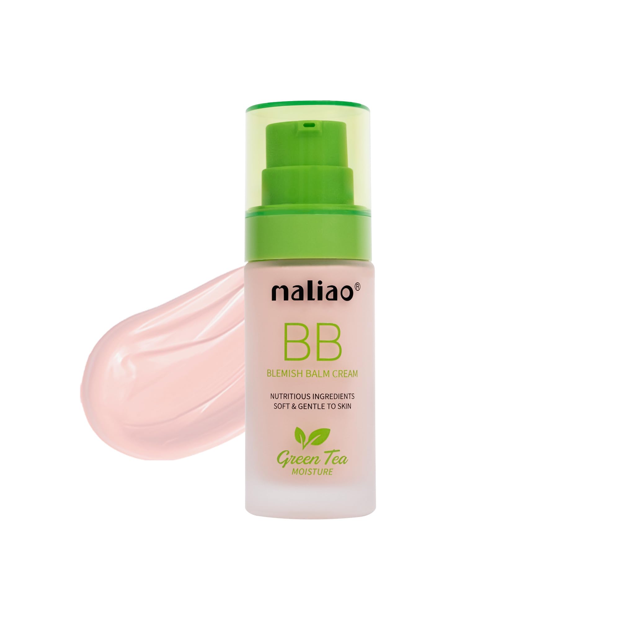 Maliao BB Blemish Balm Cream GREEN TEA - Moisture, Soft & Gentle Skin Care (SOFT IVORY)