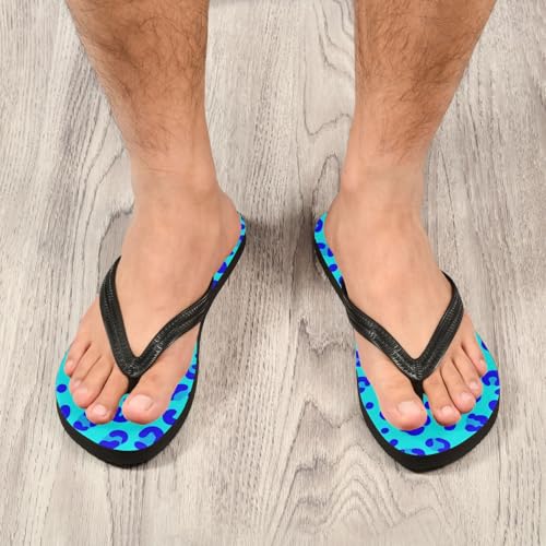 Women Beach Summer Casual Flip Flop Leopard BlueQuick Dry Sandals Slipper for Men A23012334