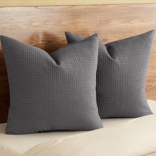 PHF 100% Cotton Waffle Weave Euro Shams 26" x 26",