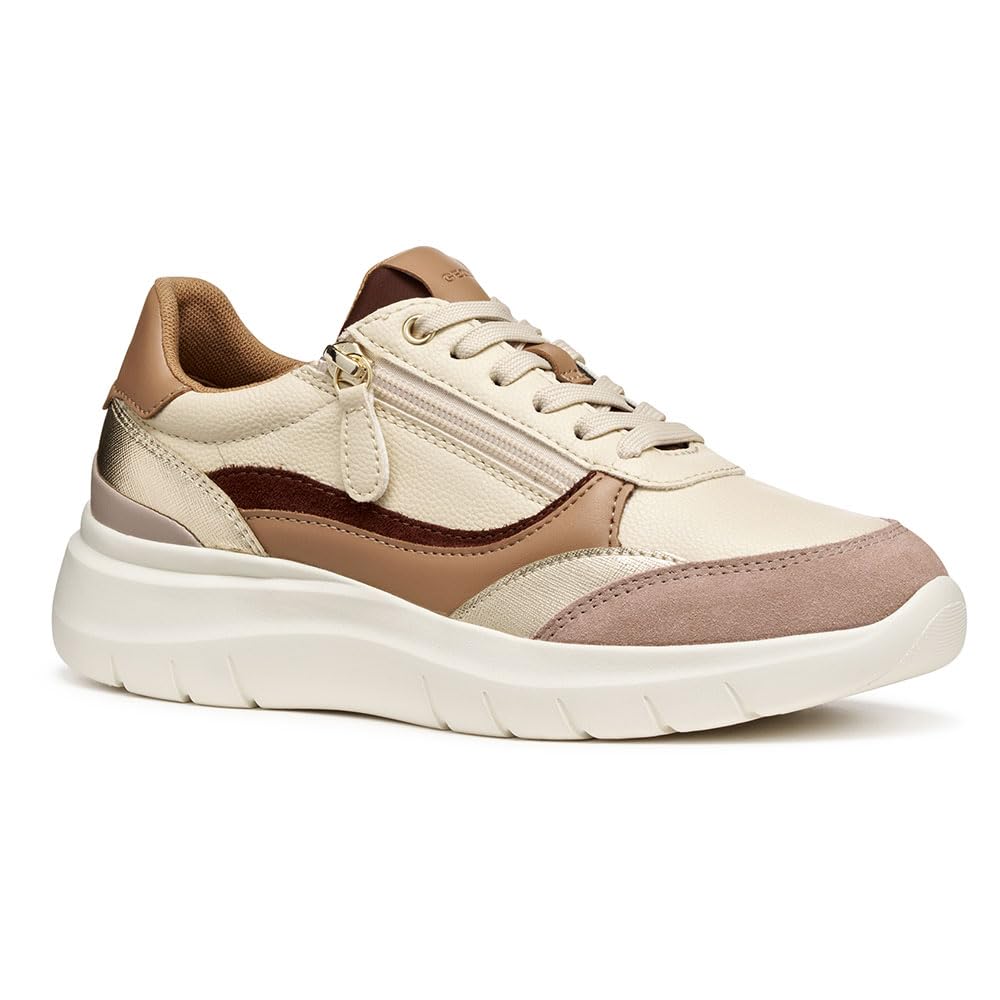 Geox Womens Dplummery Sneaker, Beige, 3 UK
