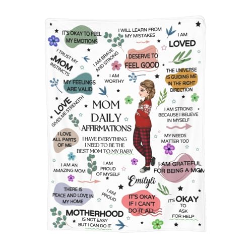 Mom Daily Affirmations Blanket Personalized Name Portrait Self-Affirmations Throw Blanket I Have Everything I Need to Be The Best Mom to My Baby Blanket I Am an Amazing Mom Blanket for Pregnant Woman