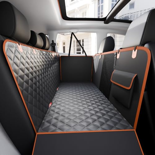 Loutep Dog Car Seat Cover Hammock 135x149cm Black & Orange