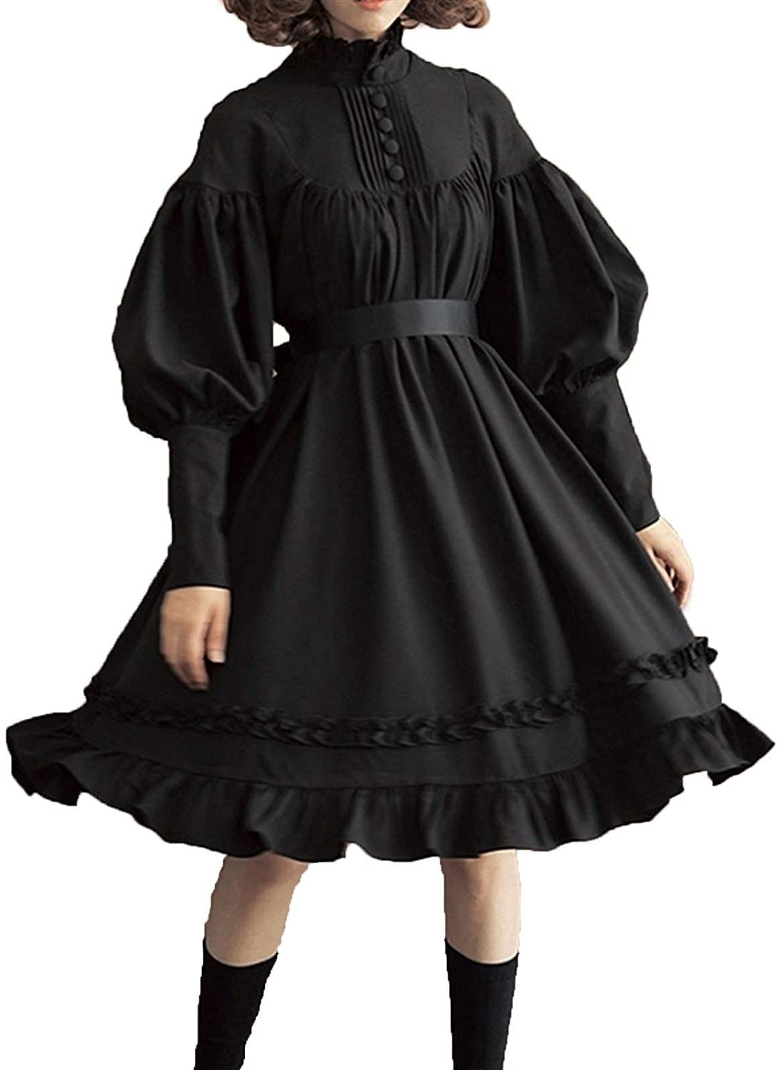 Cosplay Sukienka Lolita Japońskie Miękkie Czarne Sukienki Bawełniane Damskie Księżniczka Sukienka Kostium Dziewczęcy (Color : Black, Size : 3XL)