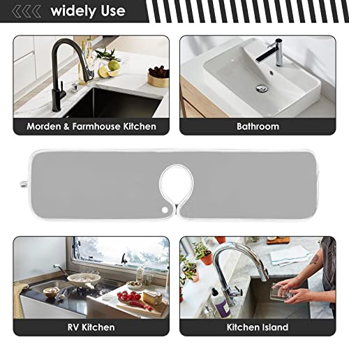 Kfbe Light Gray Faucet Absorbent Mat, Kitchen Sink Splash Guard, Faucet Splash Catcher, Faucet Mat For Kitchen Sink 2 Pack 30'' X 5.5'' 20856 #TOP4