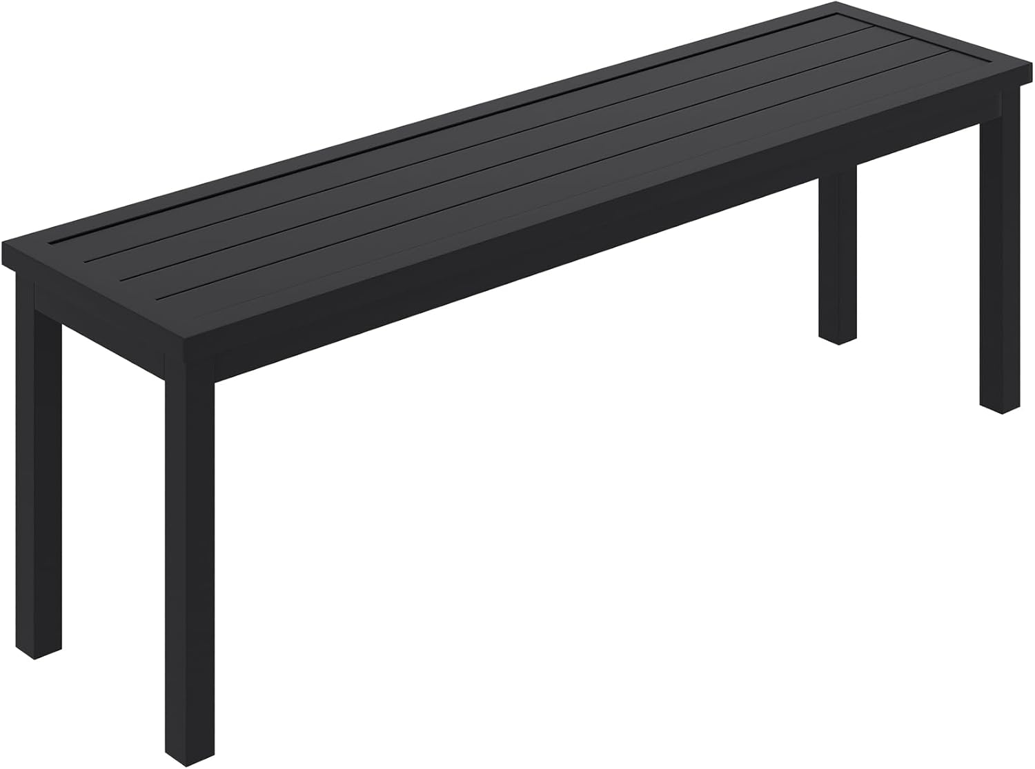 VICLLAX Outdoor Bench 2 Pieces, 51" Long Garden Bench, Backless Porch Patio Bench Metal Park Bench, Black