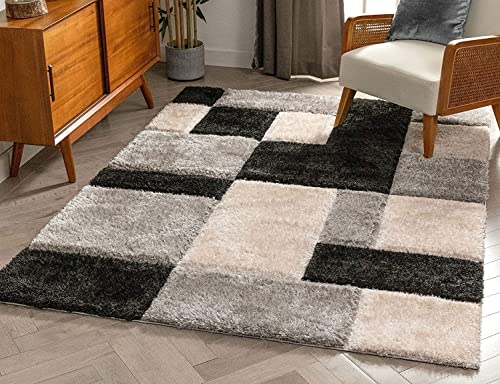 Image of 4x6 feet Soft Area Rug for Living Room and Bedroom, Modern Indoor Floor Carpet with Non-Slip Backing, Comfortable Decorative Home Decor Rug, Easy Clean & Durable- (3D Silver B, Rectangular)